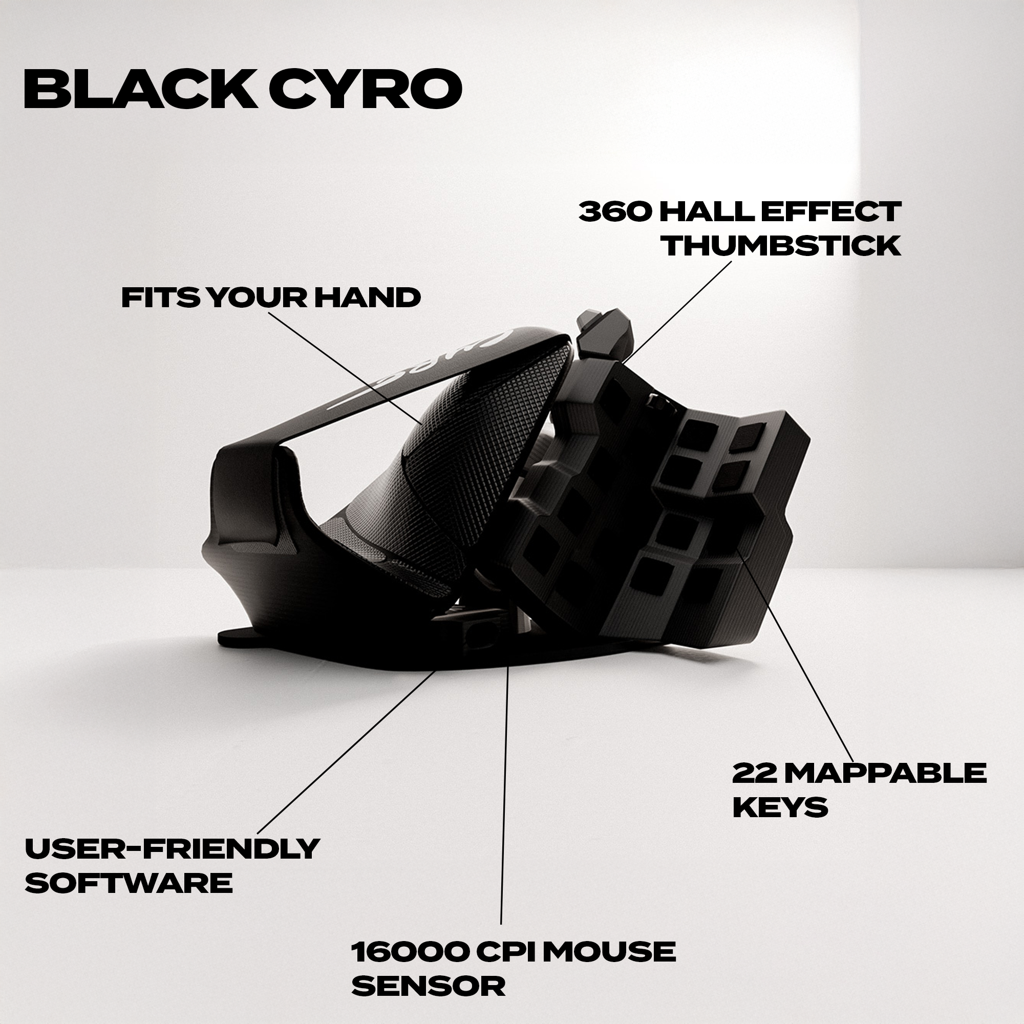 Azeron Black Cyro - One-Handed Gaming Mouse Azeron Black Cyro - One-Handed Gaming Mouse