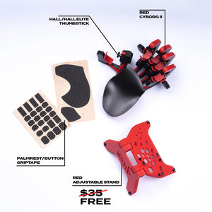 Red Cyborg II For Left Handed + Grips + FREE Adjustable Stand