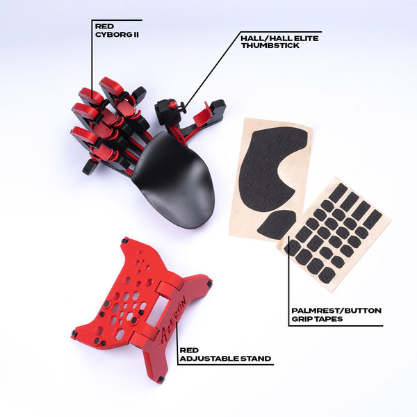 Azeron Red Cyborg II Bundle - Stand & Grip Tapes