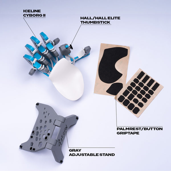 Azeron Ultimate Iceline Cyborg II Bundle - Stand & Grip Tapes