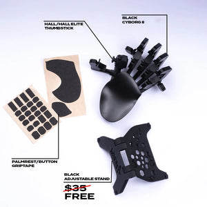 Black Cyborg II For Left Handed + Grips + FREE Adjustable Stand