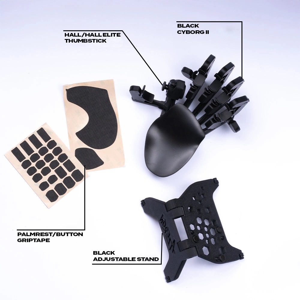 Black Cyborg II For Left Handed + Grips + FREE Adjustable Stand