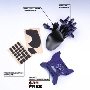 Galaxy Purple Cyborg II For Left Handed + Grips + FREE Adjustable Stand