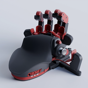 Black and red Cyborg device on a light gray background