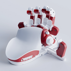 Red and white Cyborg device on a light gray background